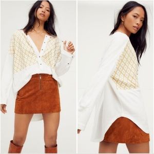 Free People We The Free Free Spirit Henley Top Embroidered NWT Size Small
